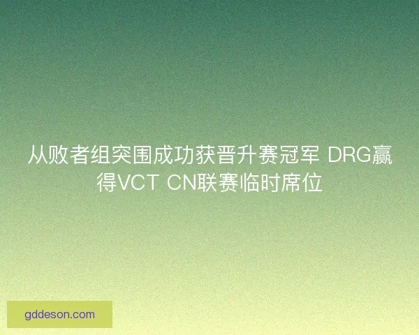 从败者组突围成功获晋升赛冠军 DRG赢得VCT CN联赛临时席位