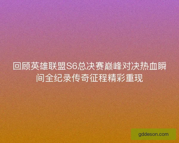 回顾英雄联盟S6总决赛巅峰对决热血瞬间全纪录传奇征程精彩重现